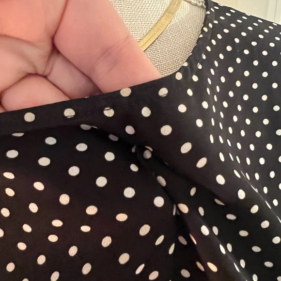 ANN TAYLOR Black Polkadot Ruffle sleeve Sheer Top Size Large - Picture 6 of 6